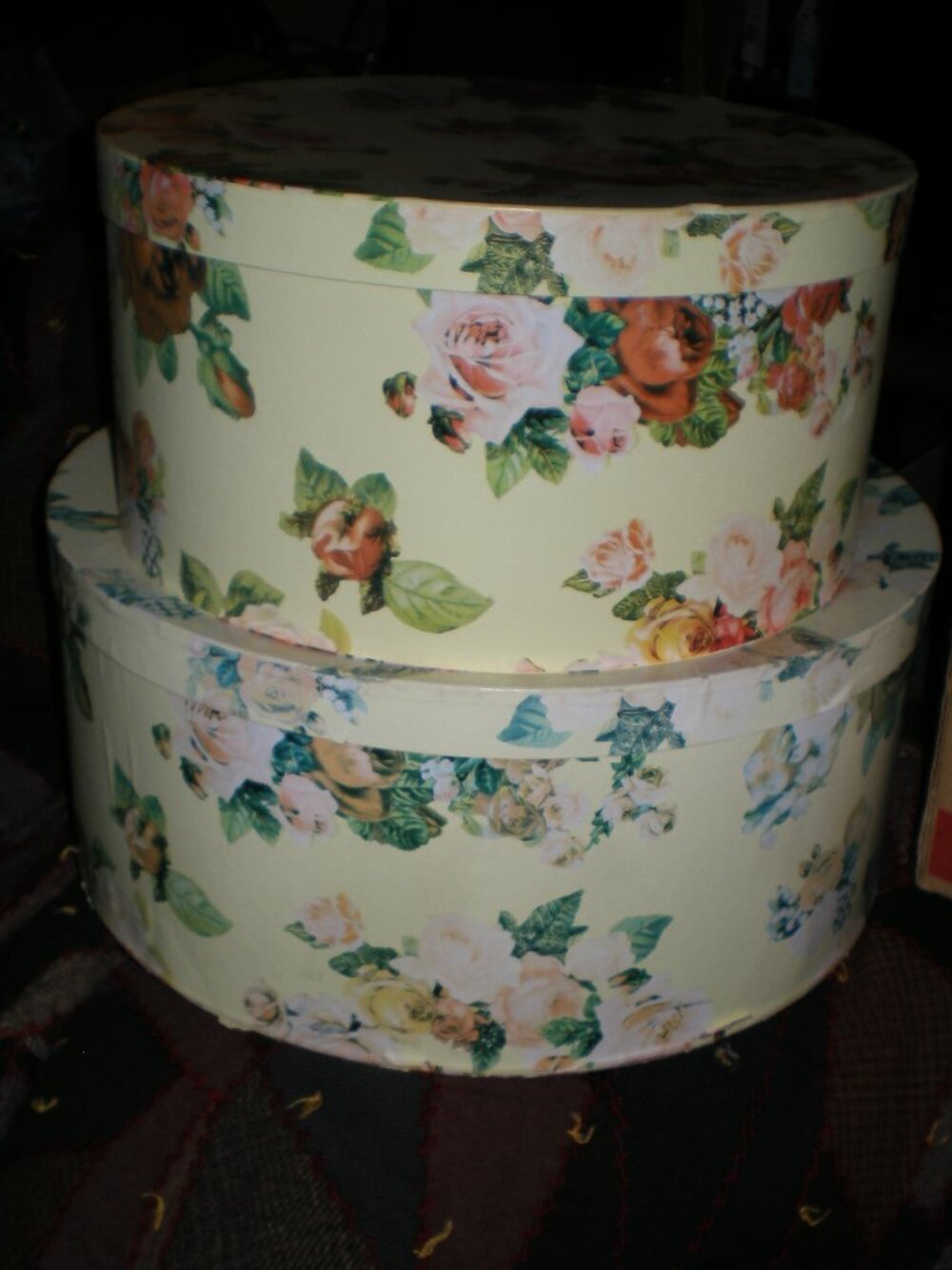 Vintage Floral Hatboxes Shabby Cottagecore